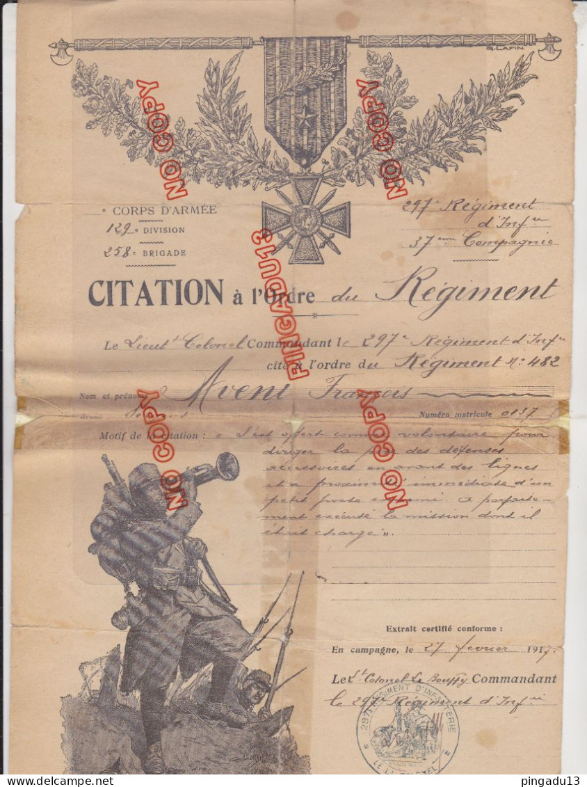 WW1 archive poilus 297 e Régiment d'infanterie Chambéry François A citation carte photo lettre à sa mère .. mitrailleuse