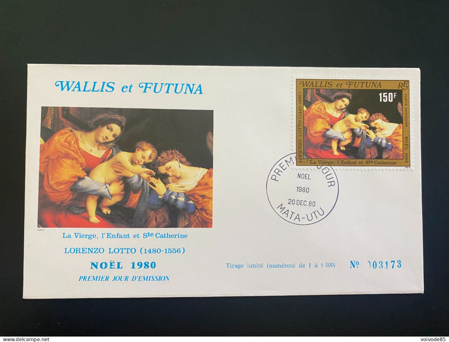 Enveloppe 1er Jour "Noël - Lorenzo Lotto" 20/12/1980 - PA107 - Wallis Et Futuna - FDC