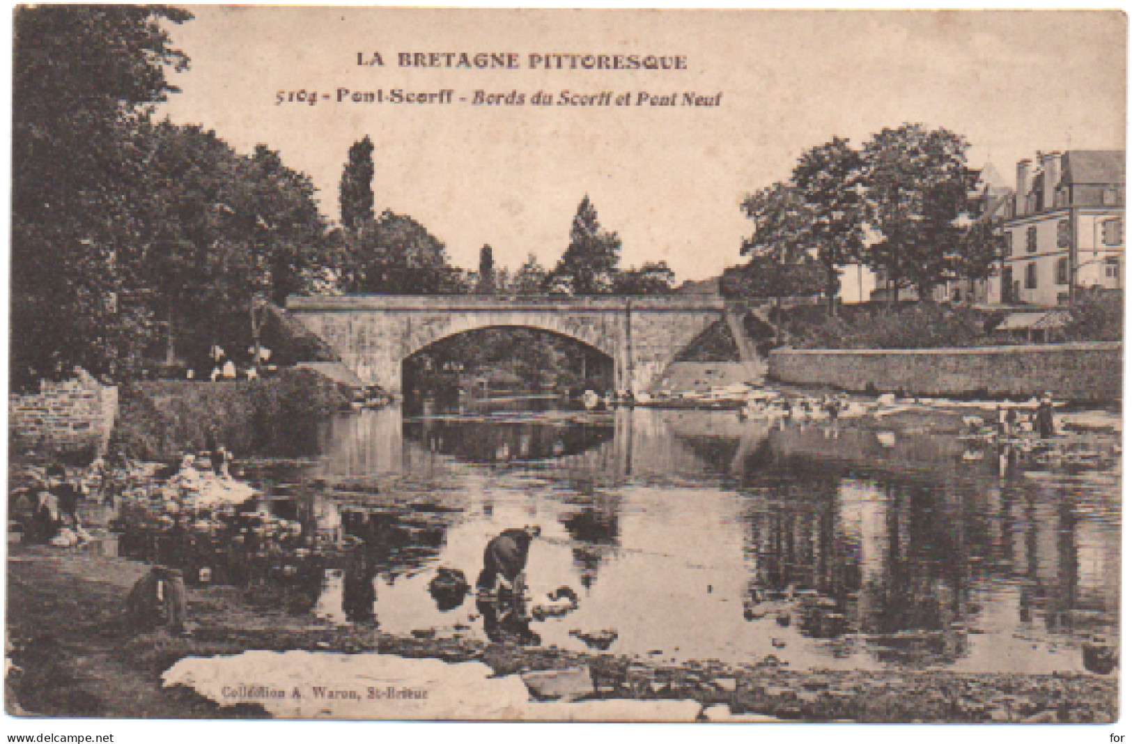 Morbihan : PONT SCORFF : Bords Du Scorff Et Pont Neuf : Animée : Lavandières : Au Dos Poème à étudier : à Recoller - Pont Scorff