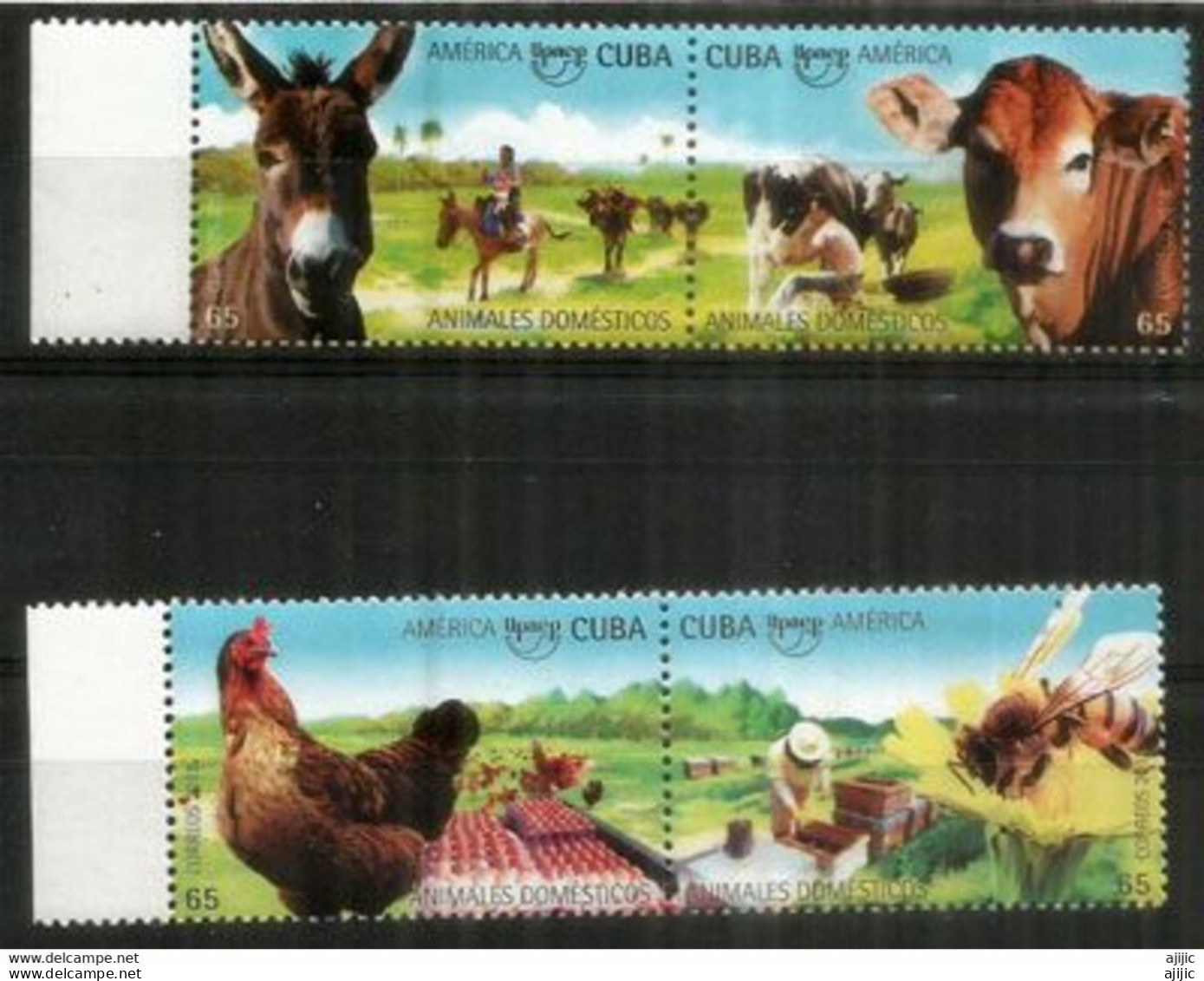 2018 EMISIÓN AMÉRICA UPAEP. ANIMALES DOMÉSTICOS. SET-TENANTS.  4 Val. NEUFS ** Cuba - Boerderij