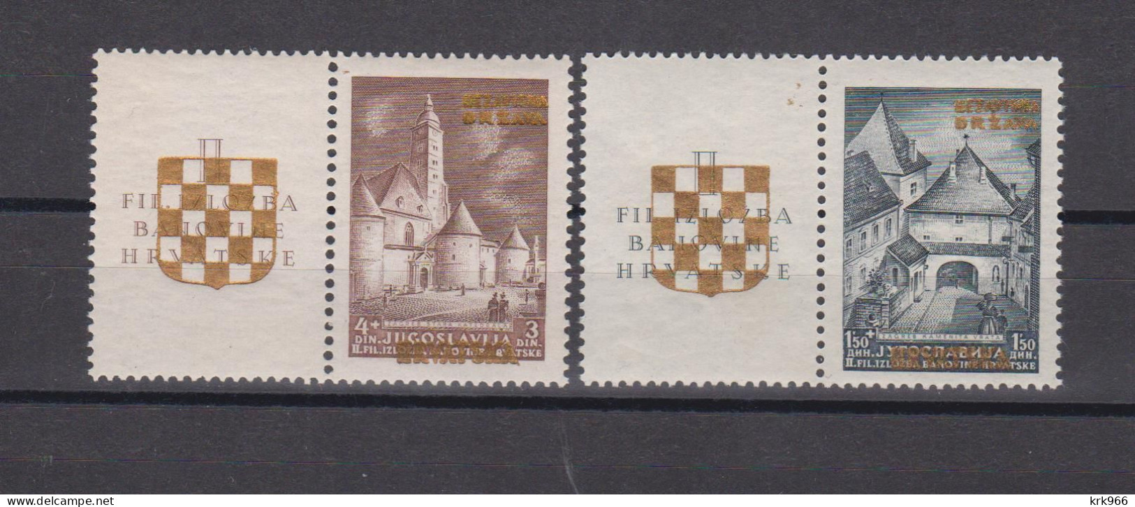 CROATIA WW II, 1941 EXPO Golden Ovpt Set With Labels MNH - Croatia