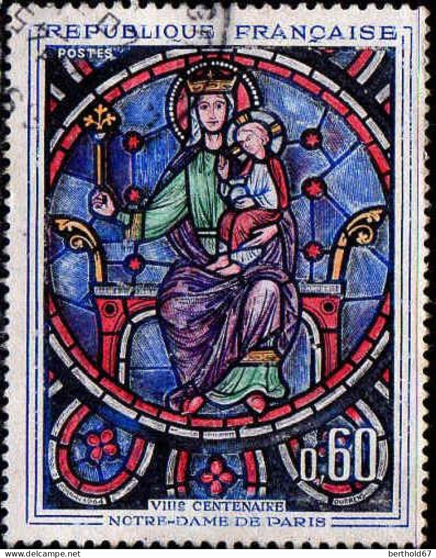 France Poste Obl Yv:1419 Mi:1474 Notre-Dame De Paris Vitrail (cachet Rond) (Thème) - Glas & Fenster