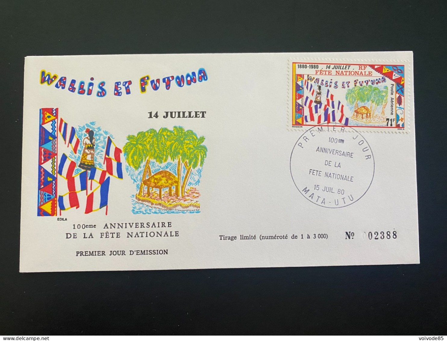 Enveloppe 1er Jour "100e Anniversaire De La Fête Nationale" 15/07/1980 - PA103 - Wallis Et Futuna - FDC