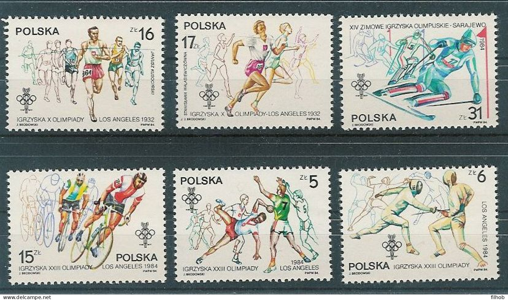 Poland Stamps MNH ZC.2765-70: Sport Olympic Games 1984 - Unused Stamps