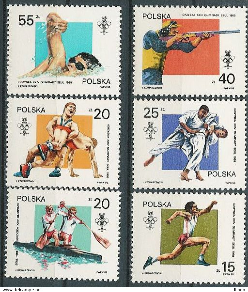 Poland Stamps MNH ZC.3001-06: Sport Olympic Games Seul 1988 - Ongebruikt