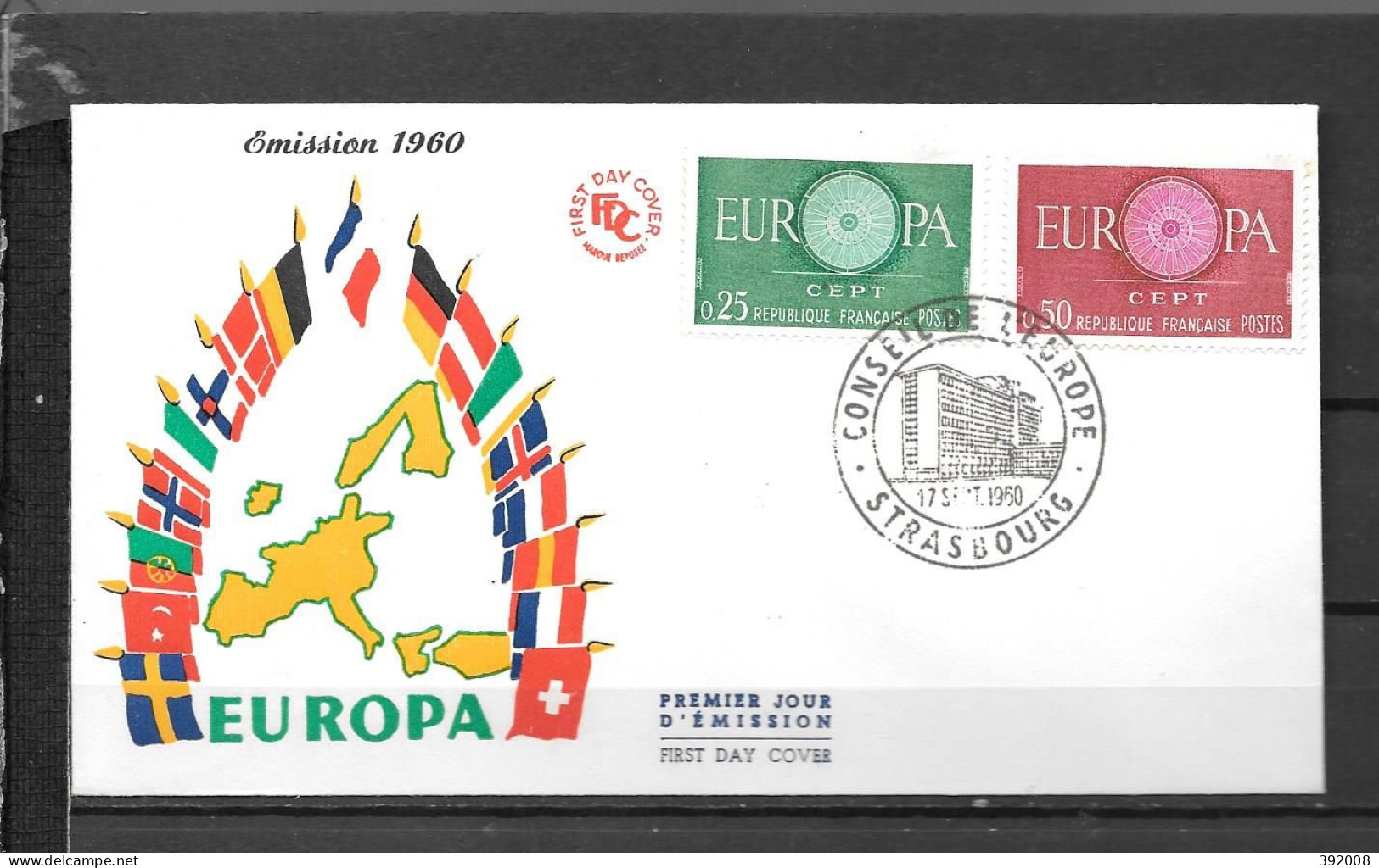 1960 - FDC - FRANCE - 19 - 14 - Strasbourg - 1960