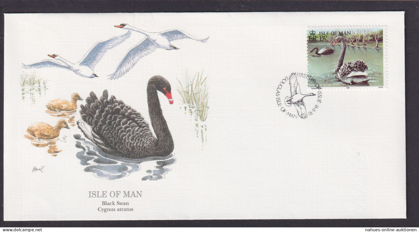 Isle Of Man Britisch Fauna Vogel Schwan Schöner Künstler Brief - Man (Ile De)