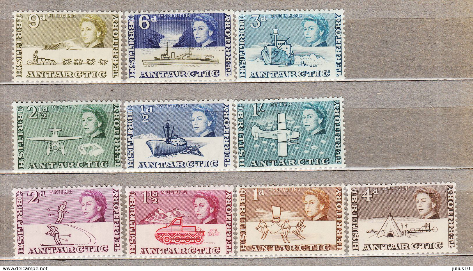 British Antarctic Territory BAT Definitive Up To 1’ 1963 MNH/MVLH(**/*) Mi 1-10 #Tr122 - Unused Stamps