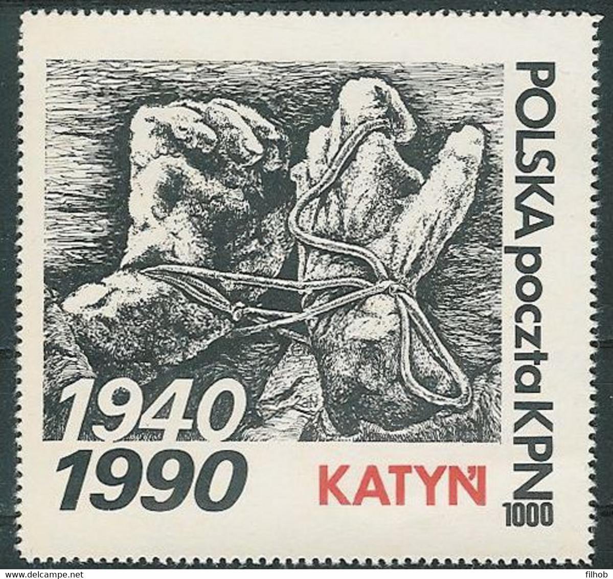 Poland SOLIDARITY (S036): KPN Katyn (1) Hand - Solidarnosc Labels