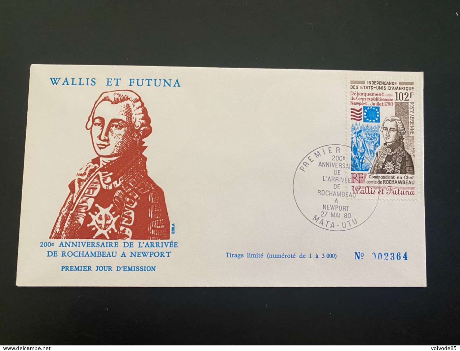 Enveloppe 1er Jour "Indépendance Des Etats Unis D'Amérique - Newport - Rochambeau" 27/05/1980 - PA102 - Wallis Et Futuna - FDC