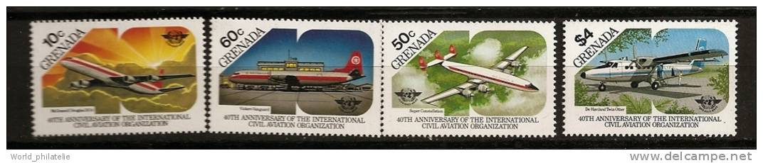 Grenade Grenada 1985 N° 1228 / 31 ** OACI, Aviation Civile, Avions, Douglas DC8, Super Constellation, Vickers, Vanguard - Grenade (1974-...)