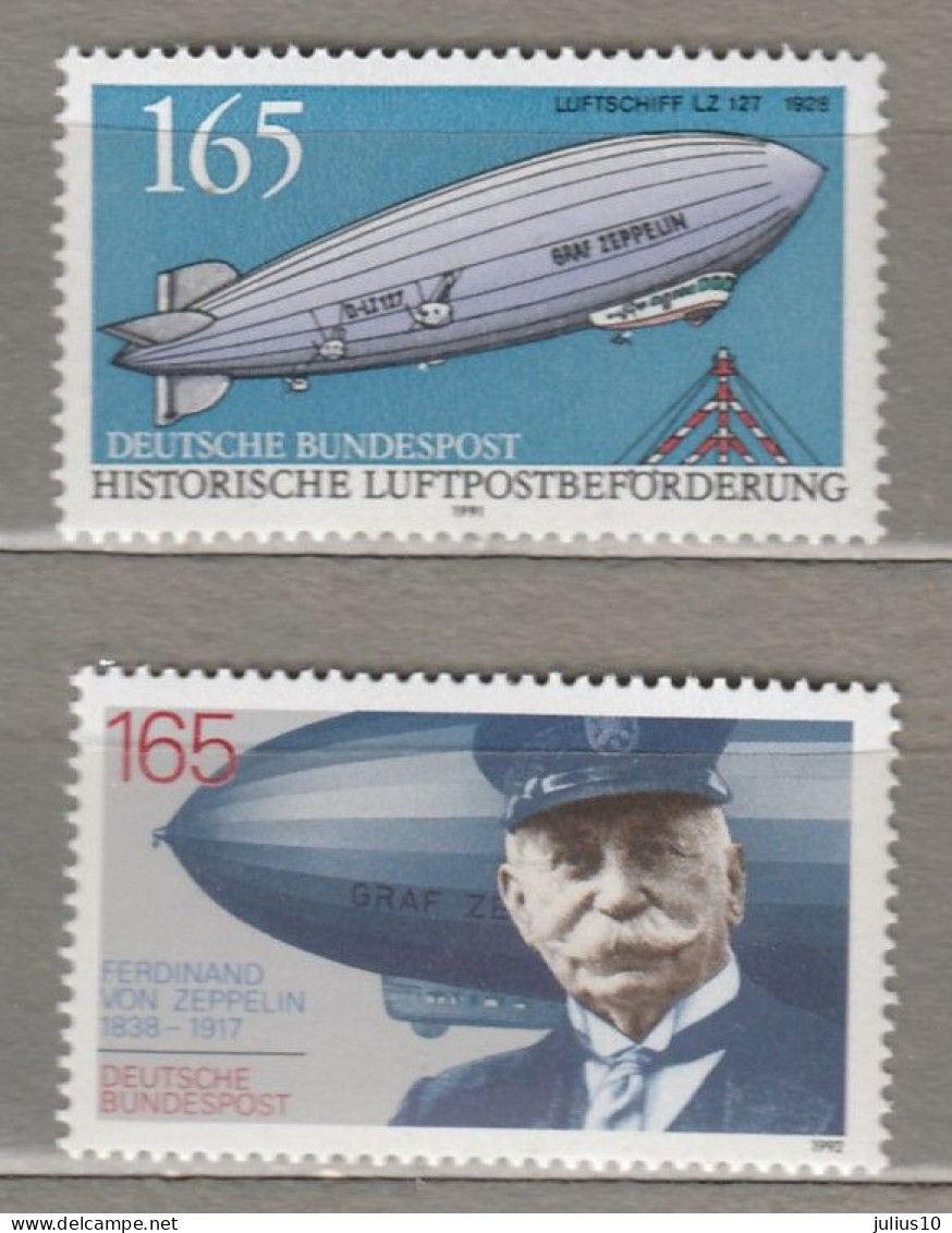 Germany 1991 1992 Transport History Airship Zeppelin MNH (**) Mi 1597 1525 #Tr125 - Airships