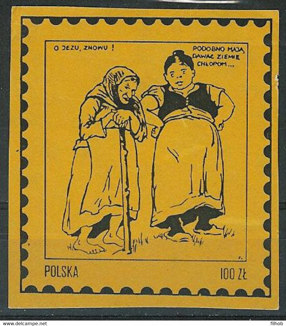 Poland SOLIDARITY (S099): Polska Apparently They Have To Give Land To The Peasants (yellow) - Solidarnosc Vignetten