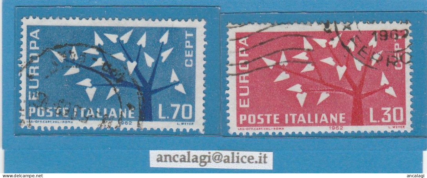 USATI ITALIA 1962 - Ref.0162B "EUROPA" Serie Di 2 Val. - - 1961-70: Afgestempeld