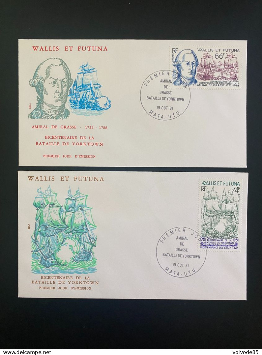 Enveloppes 1er Jour "Bicentenaire De La Bataille De Yorktown" 19/11/1981 - 277/278 - Wallis Et Futuna - Bateaux - FDC