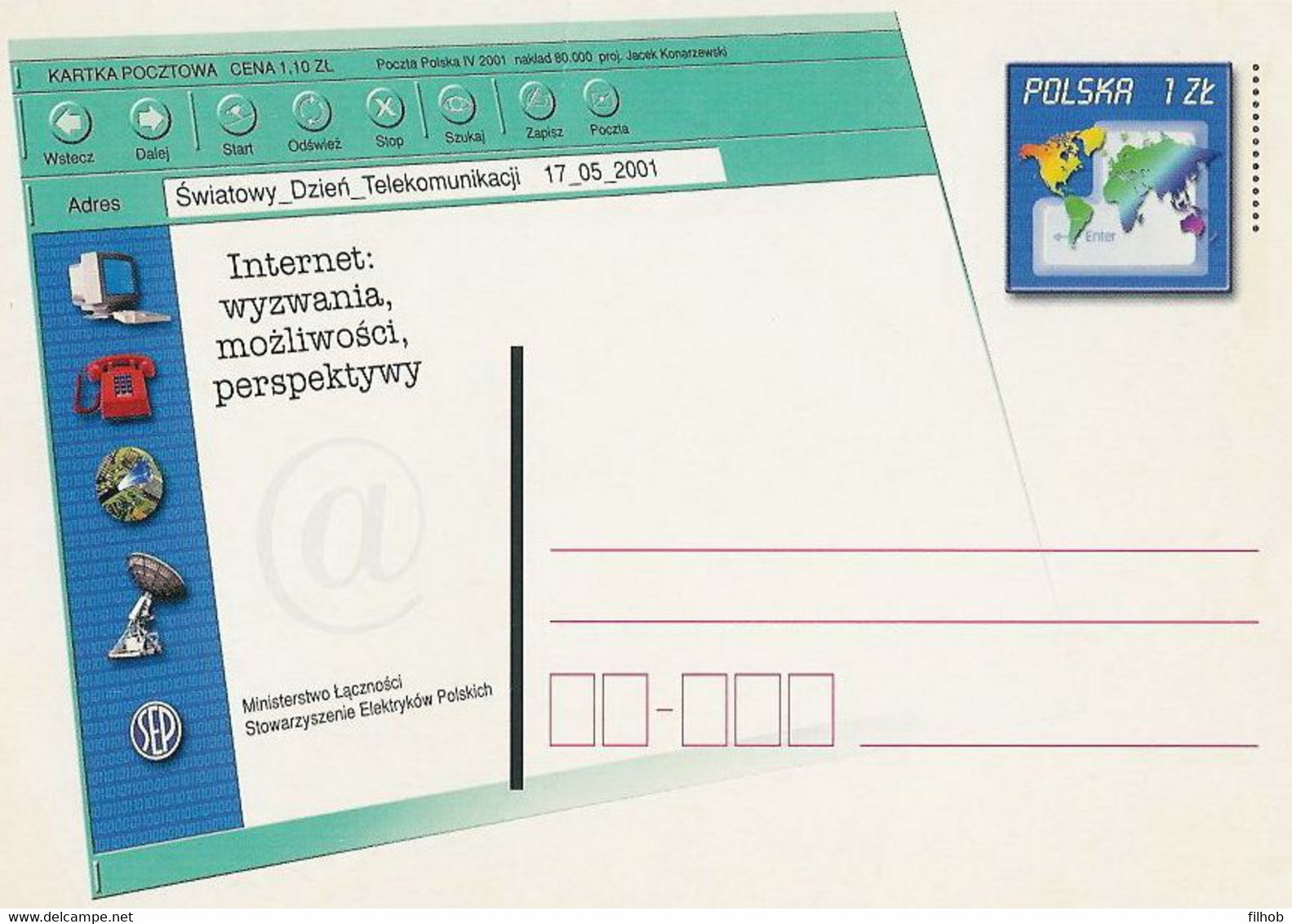 Poland Postcard Cp. 1256: Internet Phone, Computer - Stamped Stationery