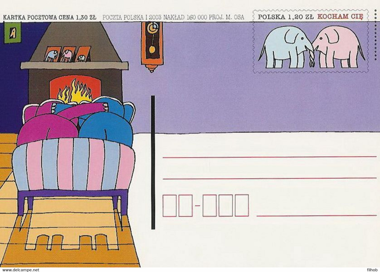 Poland Postcard Cp. 1299: I Love You Elephant - Stamped Stationery