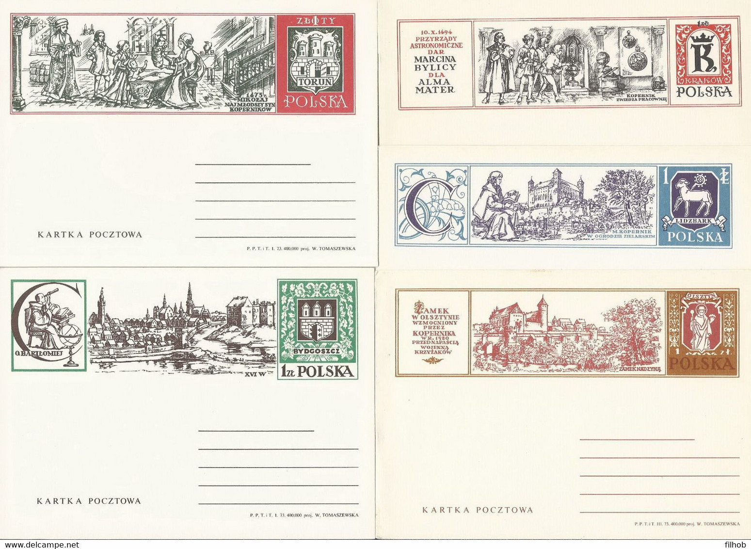 Poland Postcard Cp 557-65 Set.9: Copernicus M.Kopernik Torun Bydgoszcz Lubawa Grudziadz Olsztyn Chelmno Frombork - Entiers Postaux