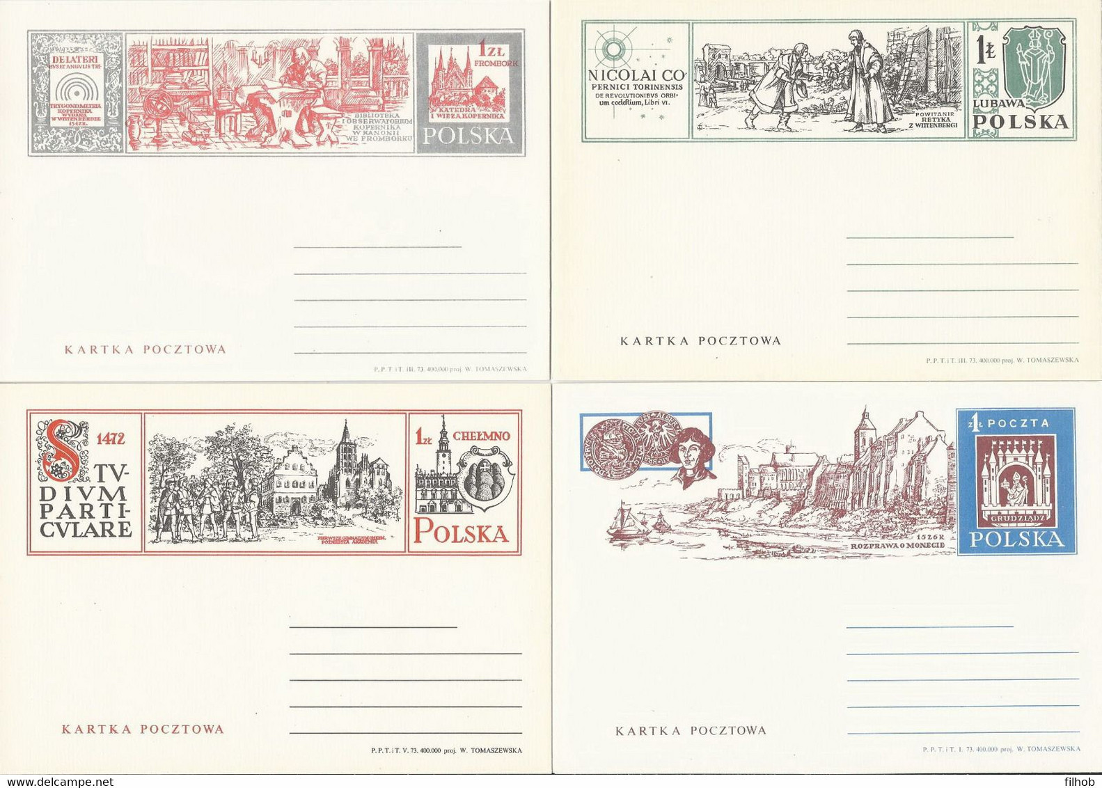 Poland Postcard Cp 557-65 Set.9: Copernicus M.Kopernik Torun Bydgoszcz Lubawa Grudziadz Olsztyn Chelmno Frombork - Stamped Stationery