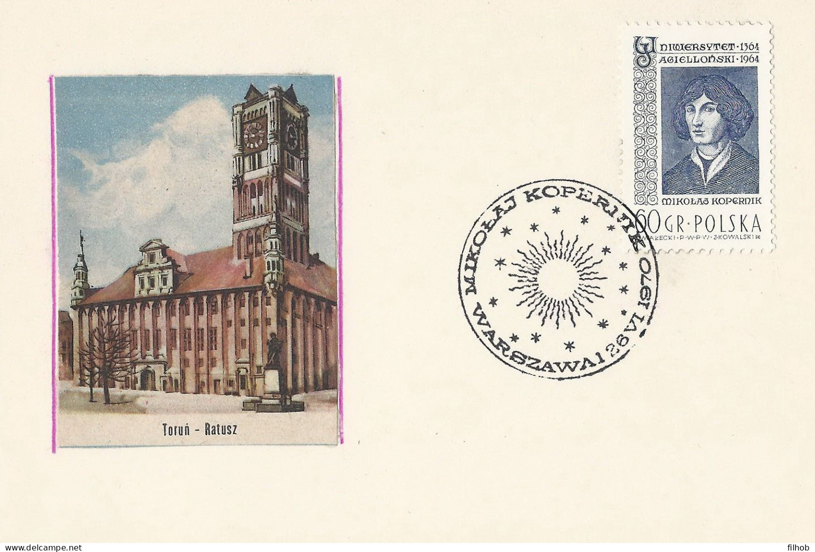 Poland Postmark D70.06.26 WARSZAWA.02: M.Kopernik Copernicus Sun - Stamped Stationery