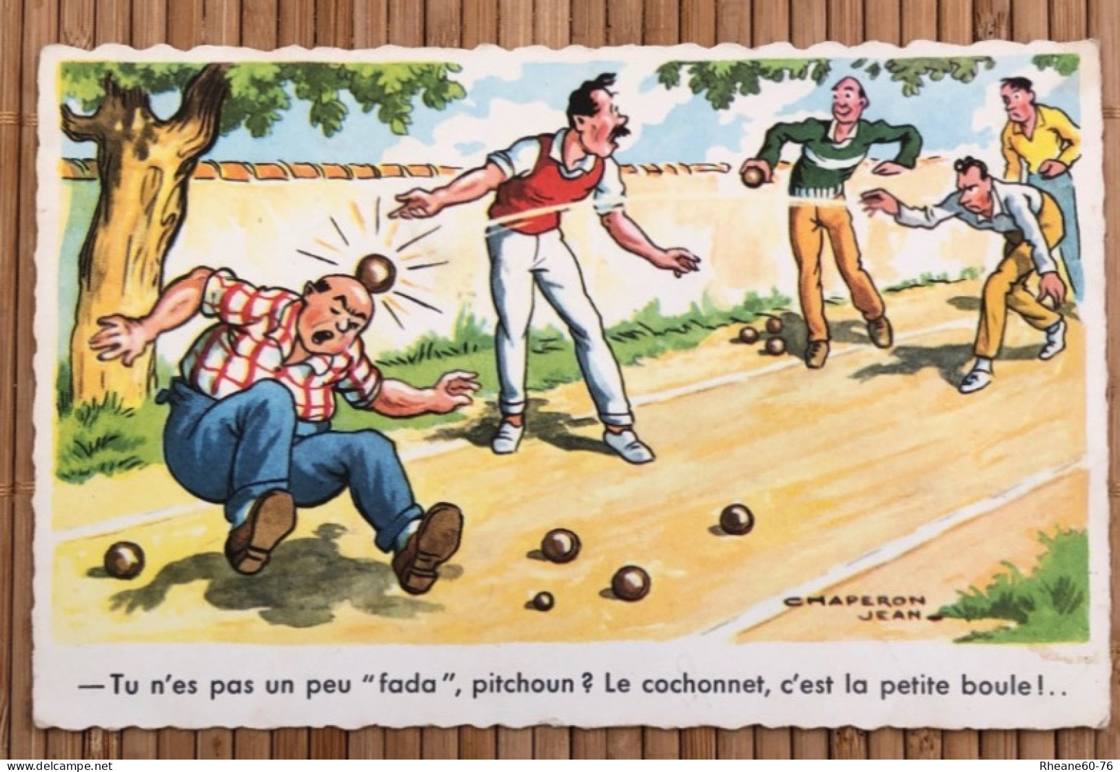 CPSM Illustrateur Jean Chaperon - Pétanque Hommes Pitchoun Humour - Cochonnet Petite Boule - Editions G Picard 1101 - Chaperon, Jean