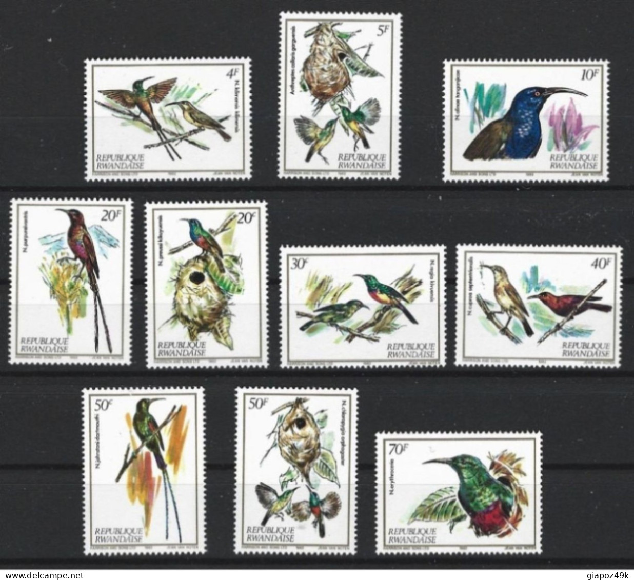 ● Republique RWANDAISE 1982 ֍ Byrds ● Oiseaux ● Uccelli ֍  Serie Completa** ● Cat ? € ● Lotto N. 2317 ● - Nuovi