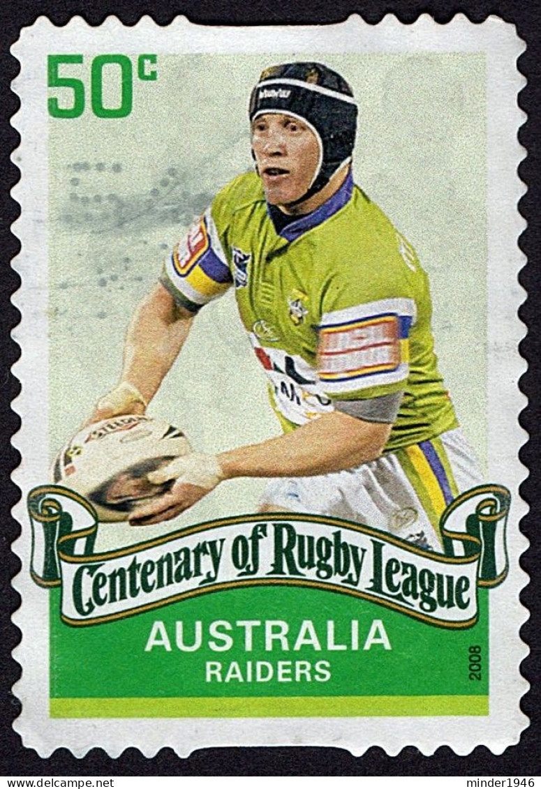 AUSTRALIA 2008 QEII 50c Multicoloured, Centenary Of Rugby League-Raiders Self Adhesive FU - Usados