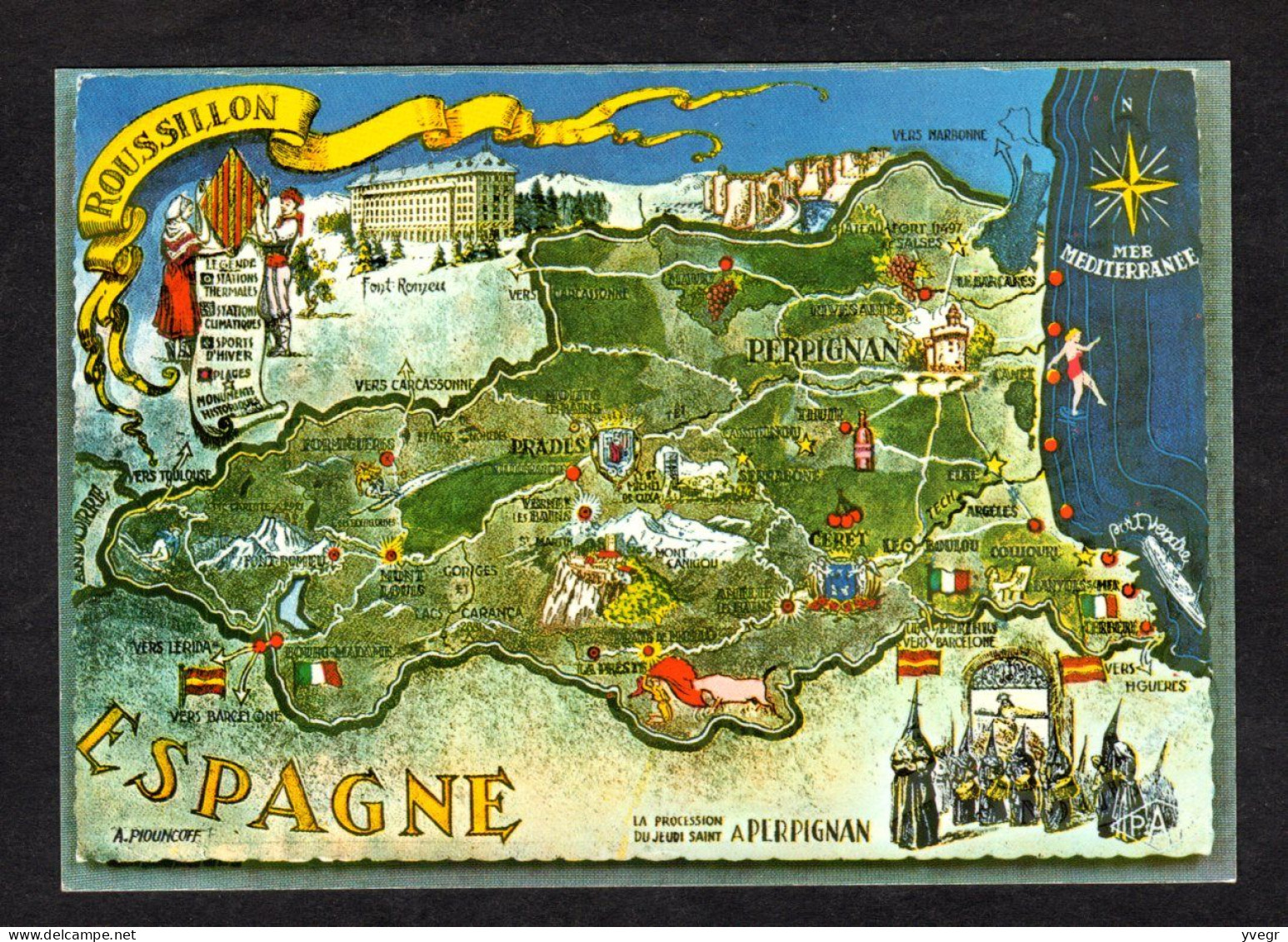 Carte Géographique -Roussillon- Perpignan, Thuir, Ceret, Le Boulou, Collioure, Prades, Argeles, Salses , Banyuls - Landkarten