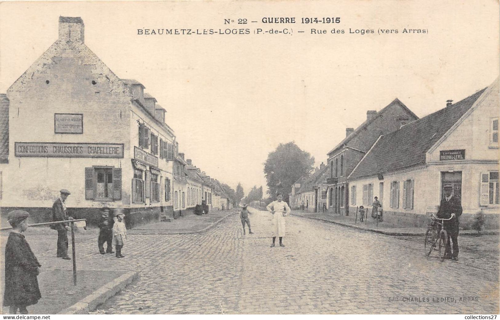 62-BEAUMETZ-LES-LOGES- GUERRE 14/15 RUE DES LOGES VERS ARRAS - Sonstige & Ohne Zuordnung