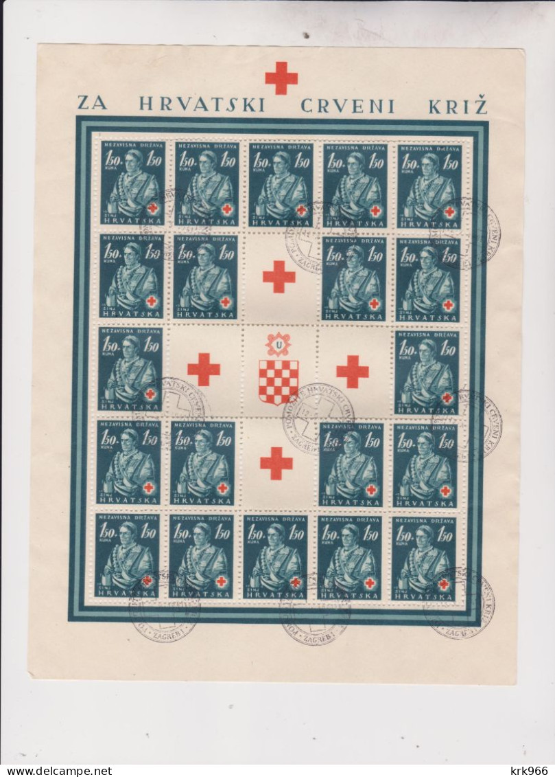 CROATIA WW II, 1941 Red Cross Set In Sheets Used - Croazia