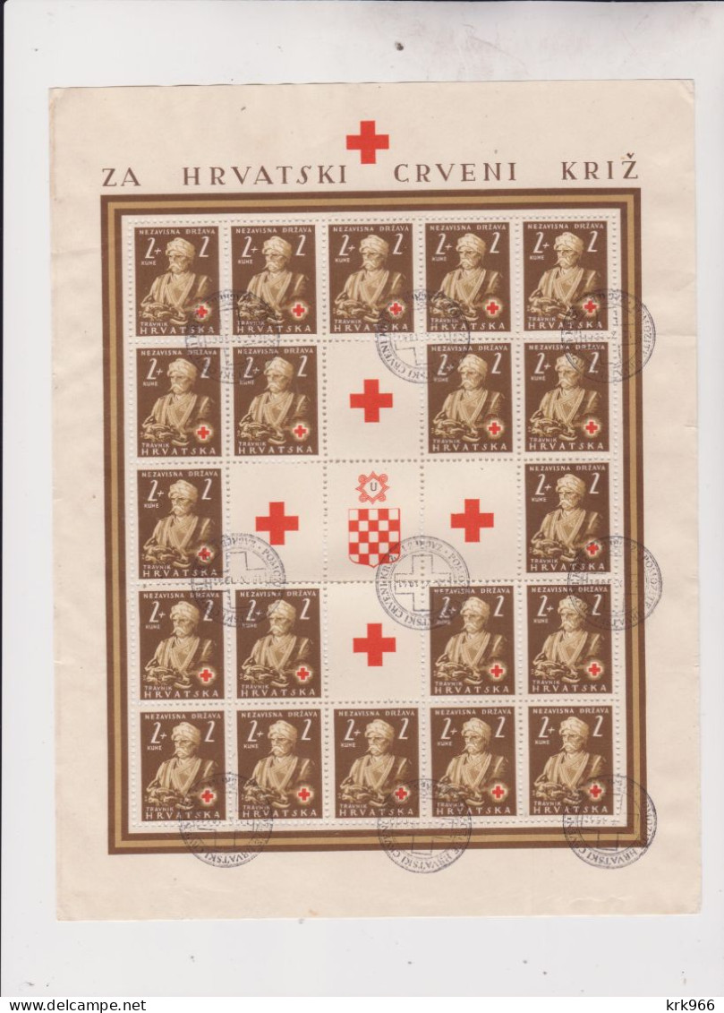 CROATIA WW II, 1941 Red Cross Set In Sheets Used - Croatia