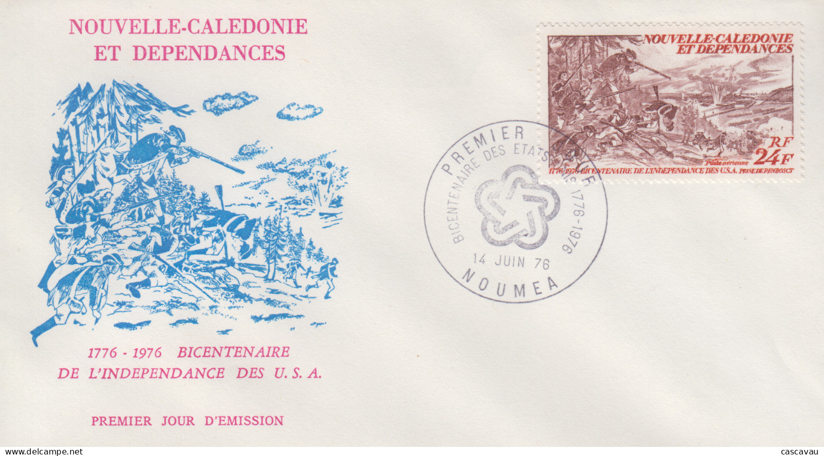 Enveloppe  FDC   1er  Jour   NOUVELLE  CALEDONIE   Bicentenaire   Indépendance  Des   U.S.A    1976 - FDC
