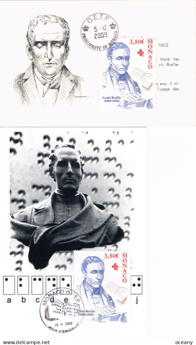 Monaco - Louis Braille, Inventeur Du Système D'écriture En Points Saillants CM 2677 (année 2009) - Maximumkaarten