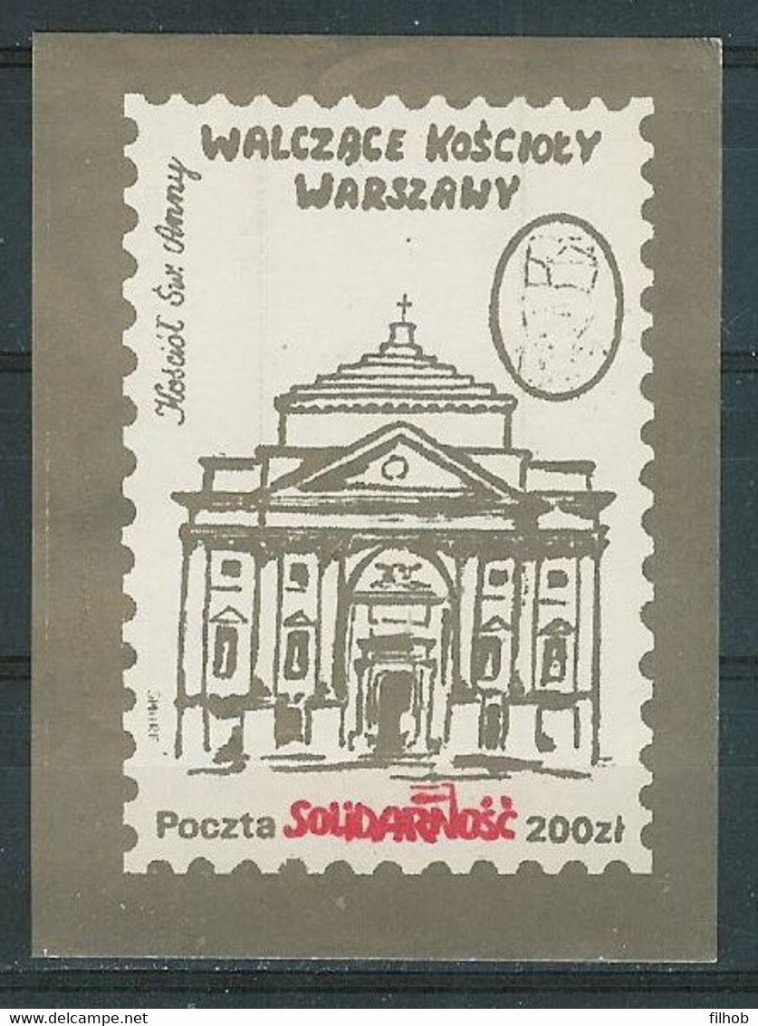 Poland SOLIDARITY (S128): Fighting Churches St. Anna (gold-white) - Solidarnosc Labels