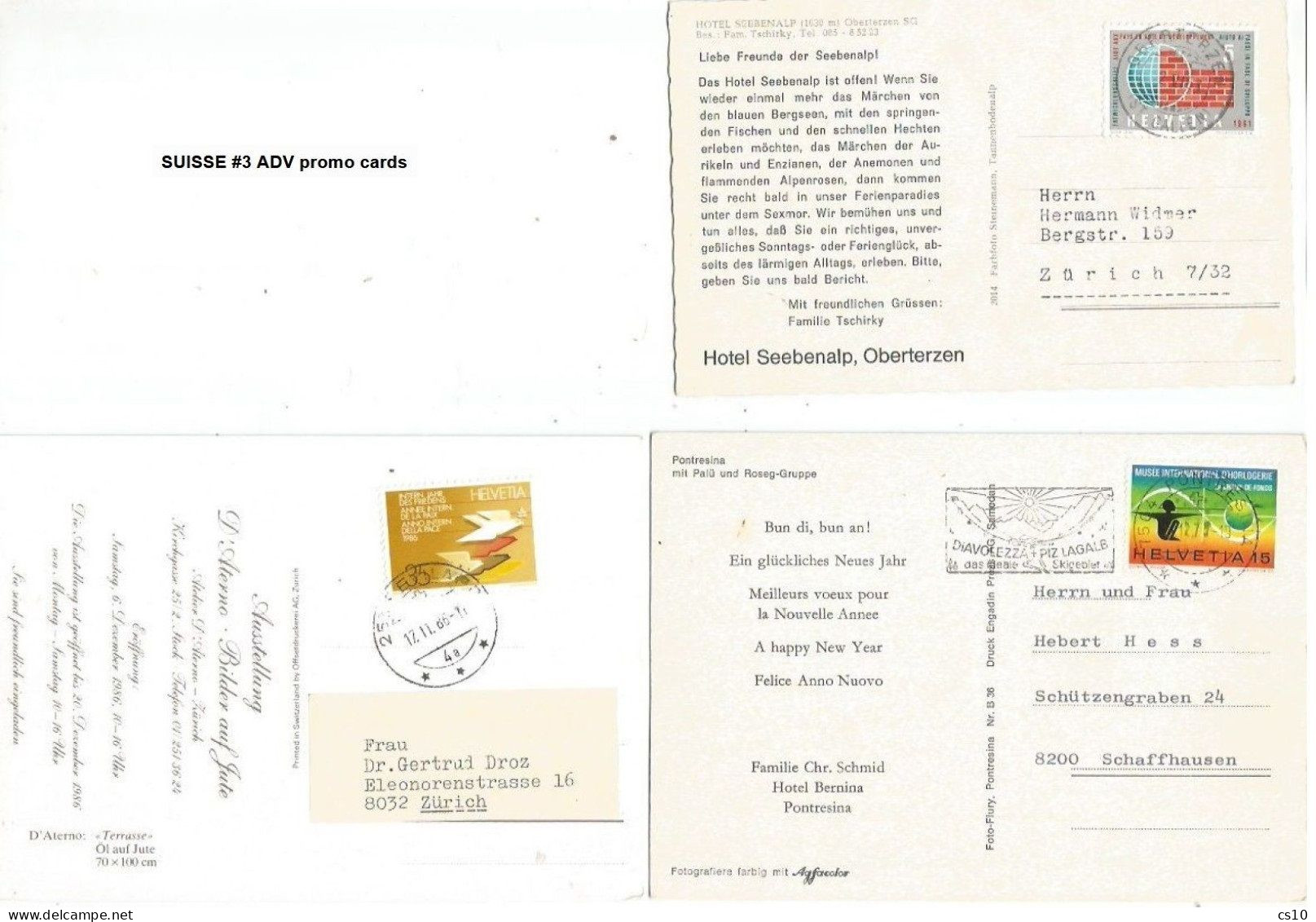 Suisse #3 ADV Postcards 1970/1986 - Alberghi & Ristoranti