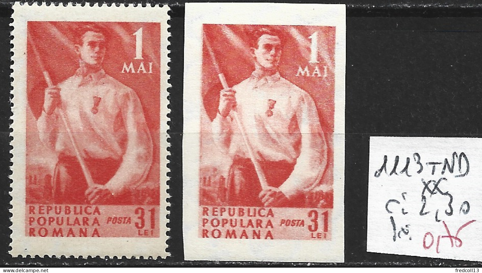 ROUMANIE 1113 + Non Dentelé ** Côte 2.30 € - Unused Stamps