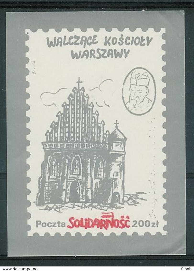 Poland SOLIDARITY (S135): Fighting Churches St. John The Baptist (silver-white) - Solidarnosc-Vignetten