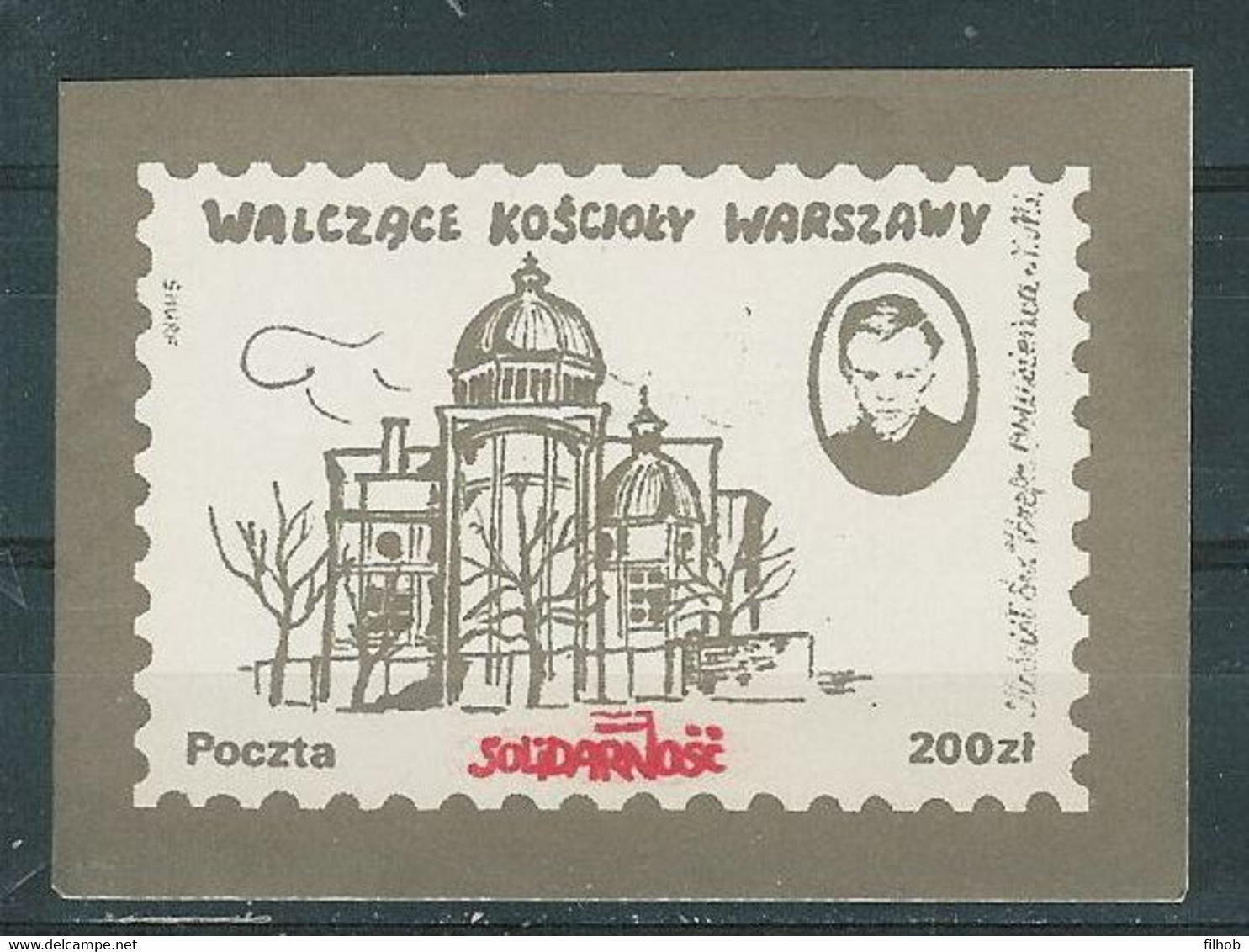 Poland SOLIDARITY (S140): Fighting Churches St. Joseph (gold-white) - Solidarnosc-Vignetten