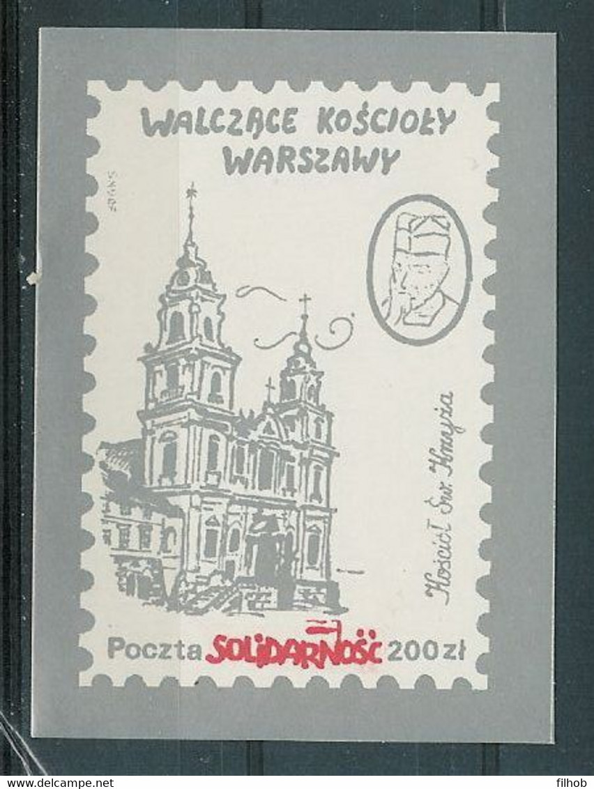 Poland SOLIDARITY (S144): Fighting Churches Holy Cross (silver-white) - Solidarnosc-Vignetten