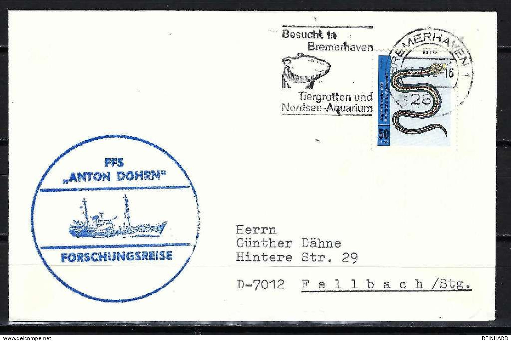 BUND Beleg Schiffspost FFS "Anton Dohrn" - Forschungsreise 1972 - Siehe Bild - Marittimi