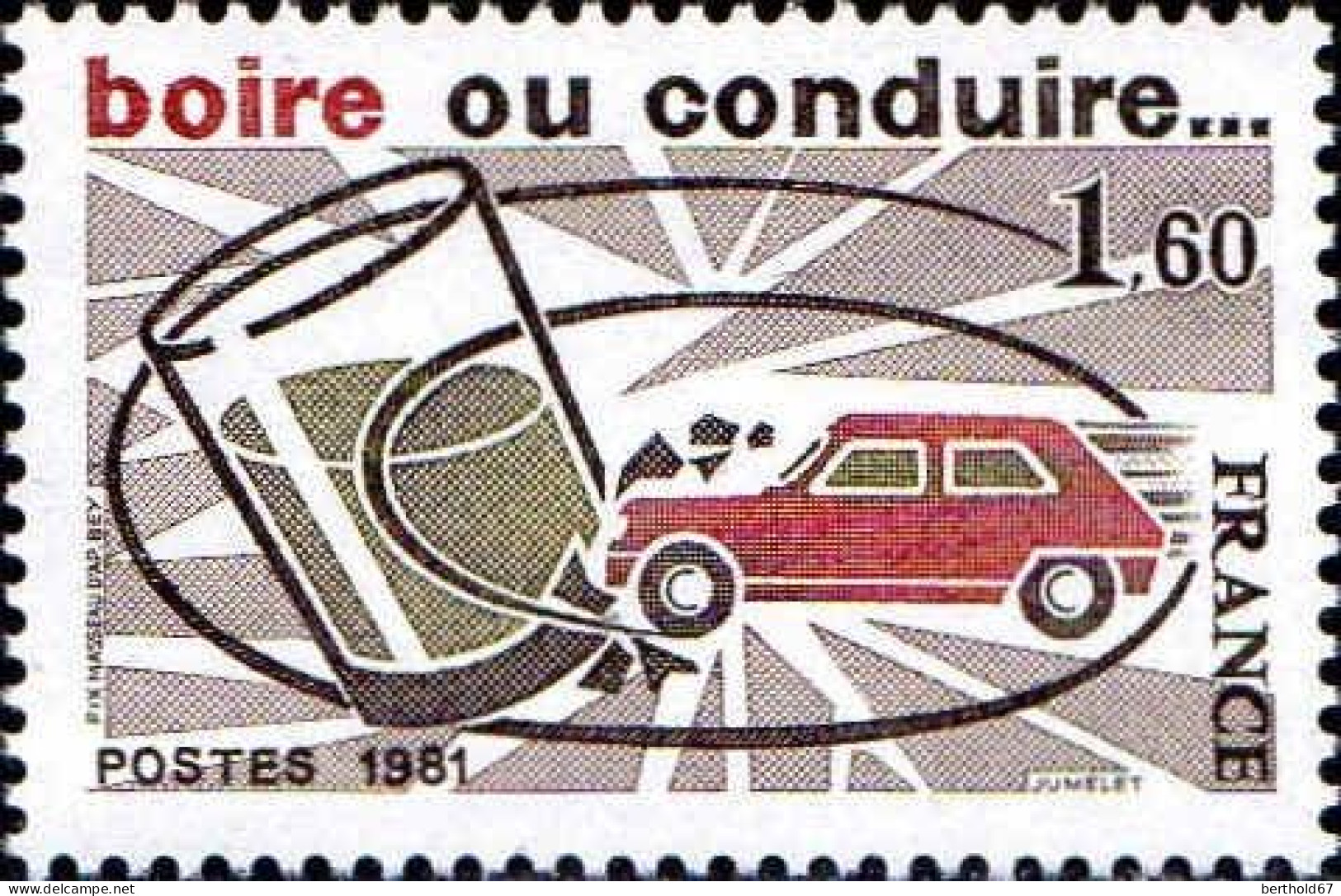 France Poste N** Yv:2159 Mi:2278 Boire Ou Conduire (Thème) - Accidents & Sécurité Routière