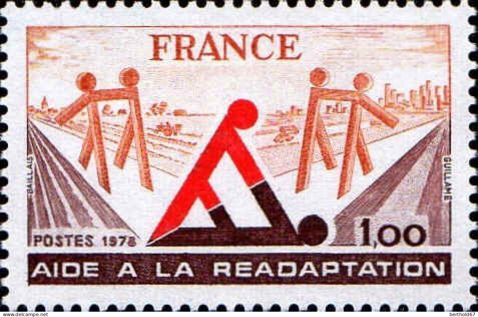 France Poste N** Yv:2023 Mi:2128 Aide à La Réadaptation (Thème) - Behinderungen