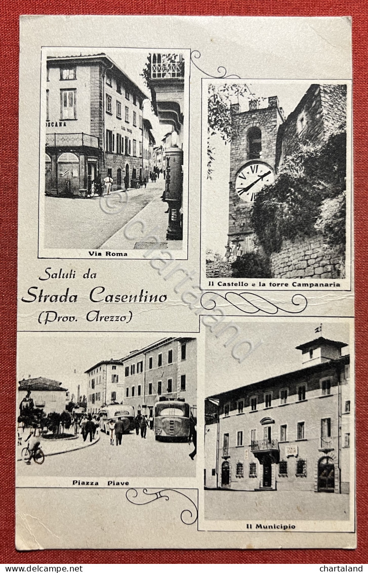 Cartolina - Saluti Da Strada Casentino ( Arezzo ) - Vedute Diverse - 1943 - Arezzo