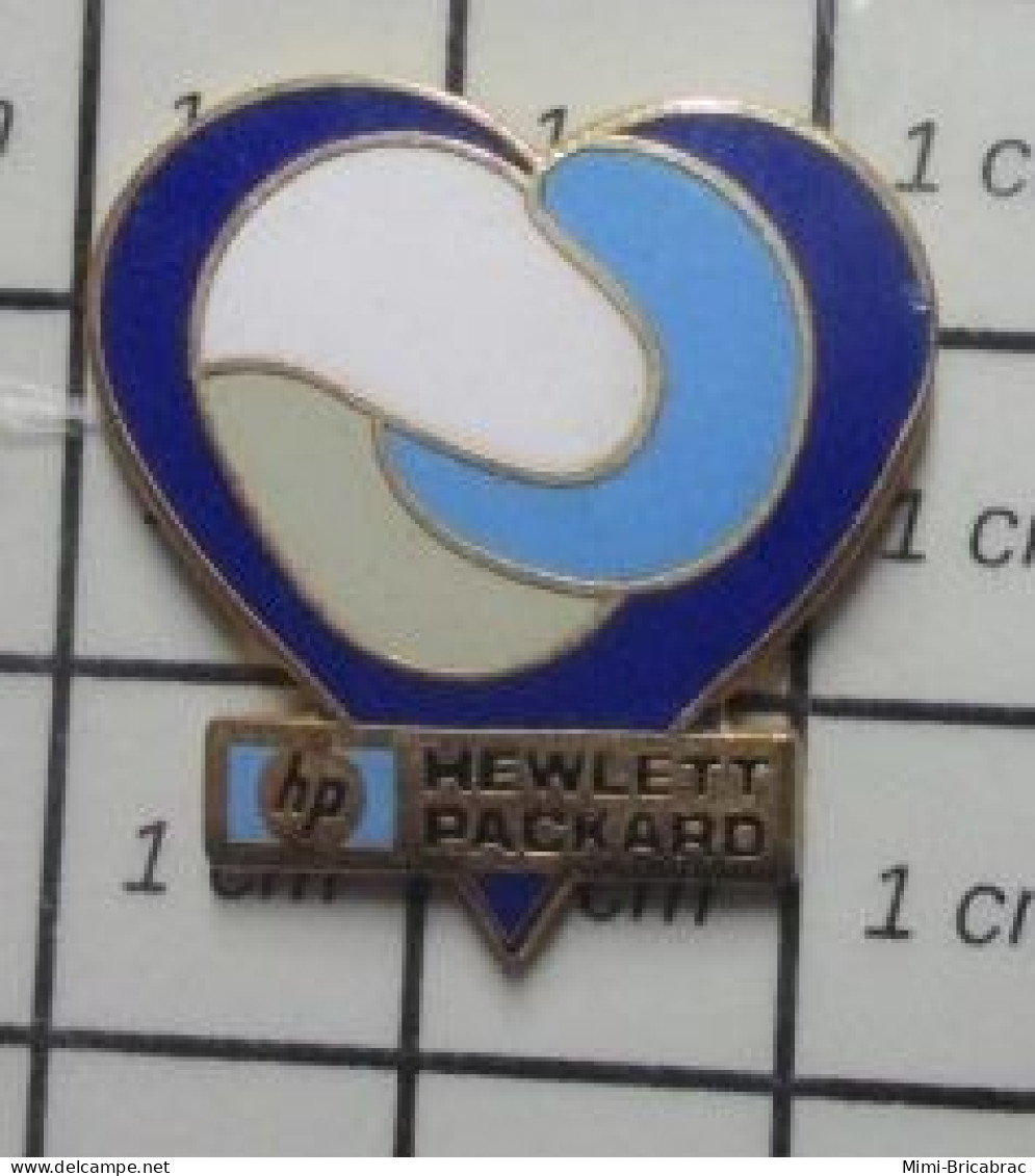 511B Pin's Pins / Beau Et Rare / INFORMATIQUE / COEUR BLEU ET BLANC  HEWLETT PACKARD - Informatik