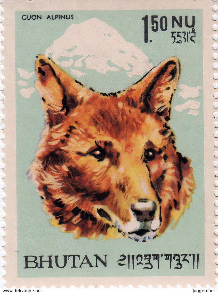 Asian Wild Dog 1.50Nu Postage Stamp 1966 Bhutan MNH - Honden