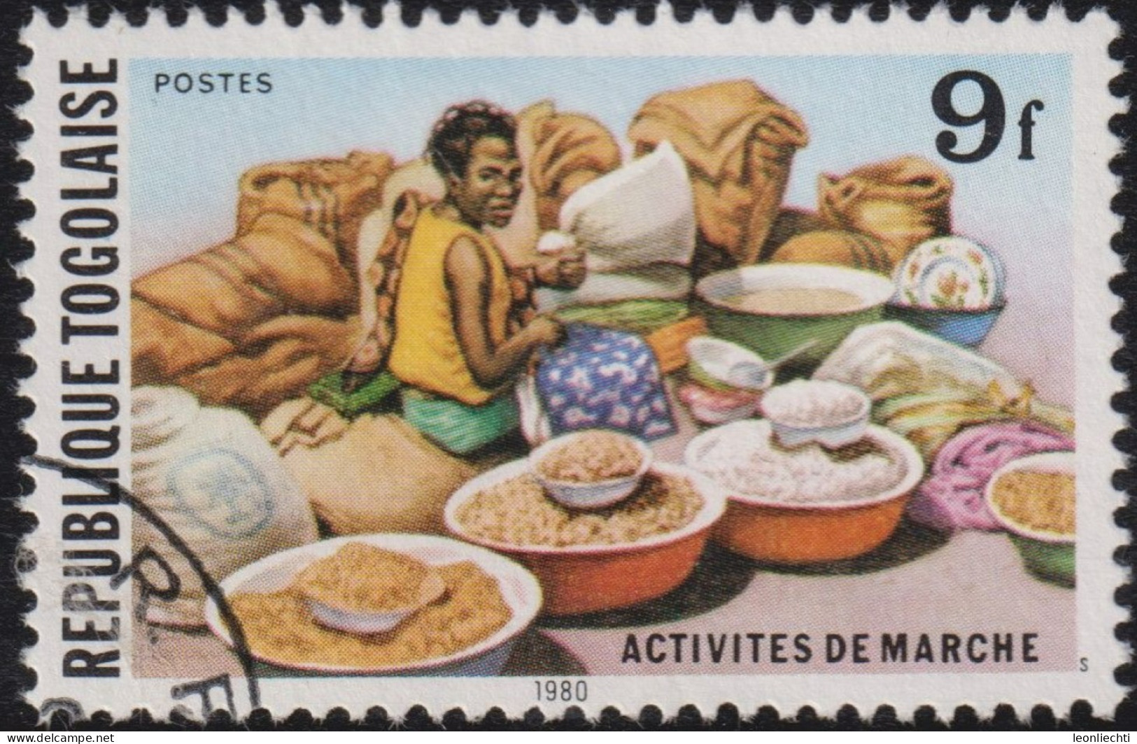 1980 Togo ° Mi:TG 1481A, Sn:TG 1081, Yt:TG 1034, Sg:TG 1438, Grain Vendor, Market Scenes II - Togo (1960-...)