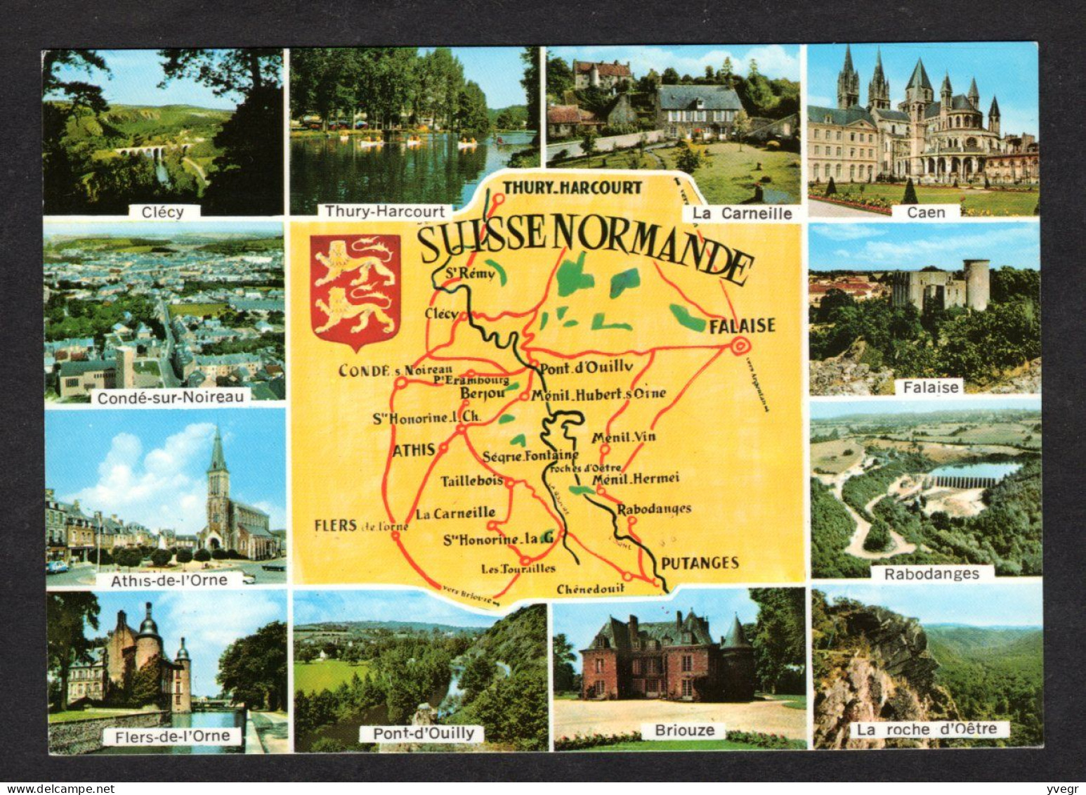 Carte Géographique - SUISSE NORMANDE - Clécy, Condé/Noireau, Athis, Flers, Briouze, La Carneille, Caen, Falaise, Rabodan - Carte Geografiche