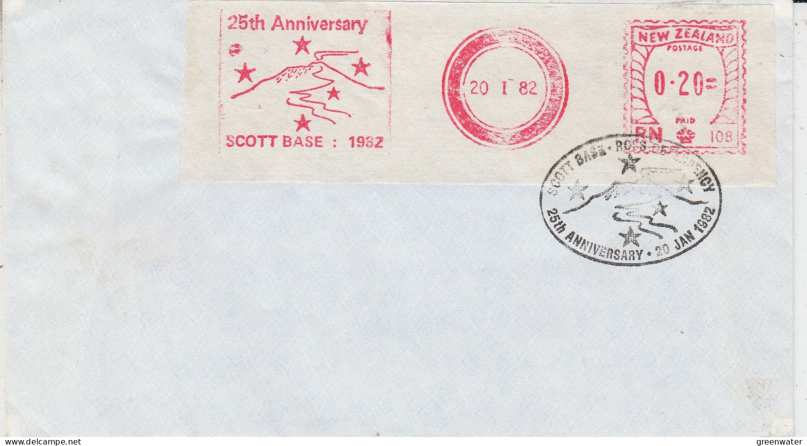 Ross Dependency  25th. Anniversary Scott Base Cover Ca 20 JAN 1982 VERY RARE (SO150) - Brieven En Documenten