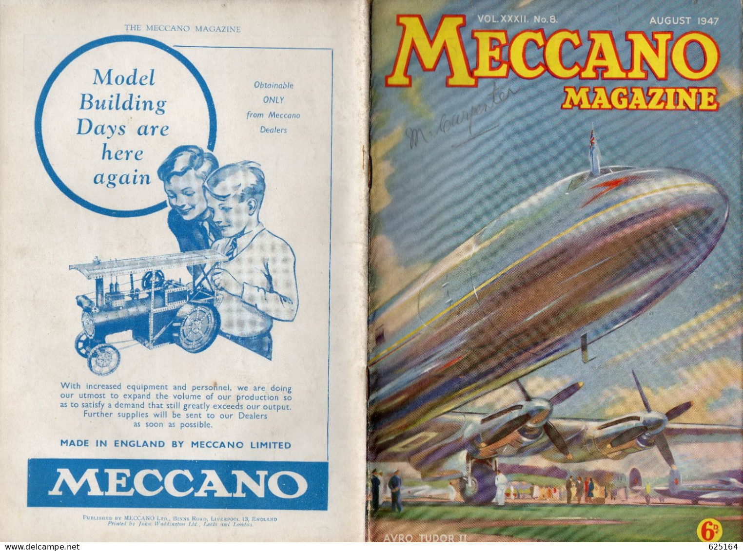 Magazine MECCANO MAGAZINE 1947 August Vol.XXXII No.8 - Inglés