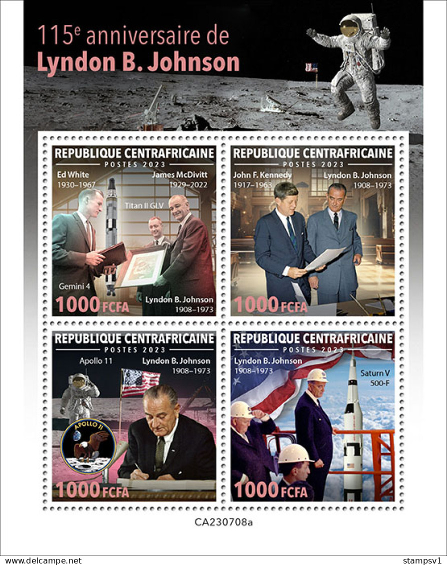 Central Africa 2023 115 Years Since The Birth Of Lyndon B.Johnson. John F. Kennedy. (708a) OFFICIAL ISSUE - Kennedy (John F.)